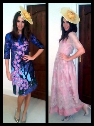 Fotos de Louise Roe compartidas vía Twitter con todos sus seguidores para que la ayudasen a elegir vestido para uno de los días de Ascot