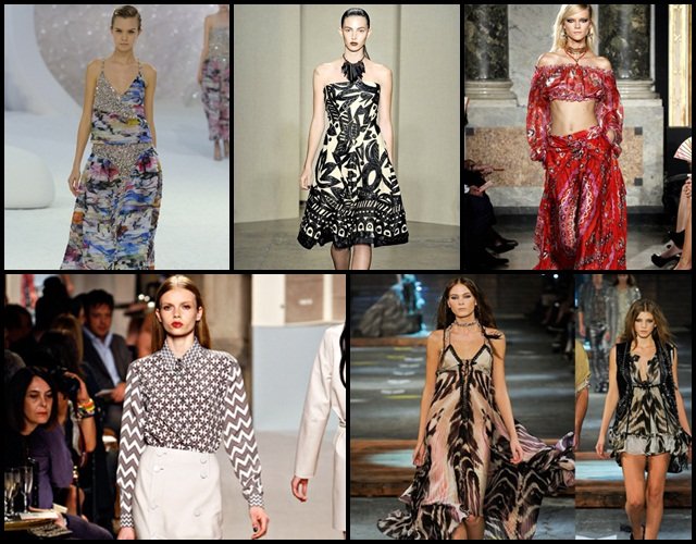 Arriba, de izquierda a derecha Chanel: Donna Karan, Emilio Pucci. Abajo de izquierda a derecha: Loewe y Cavalli