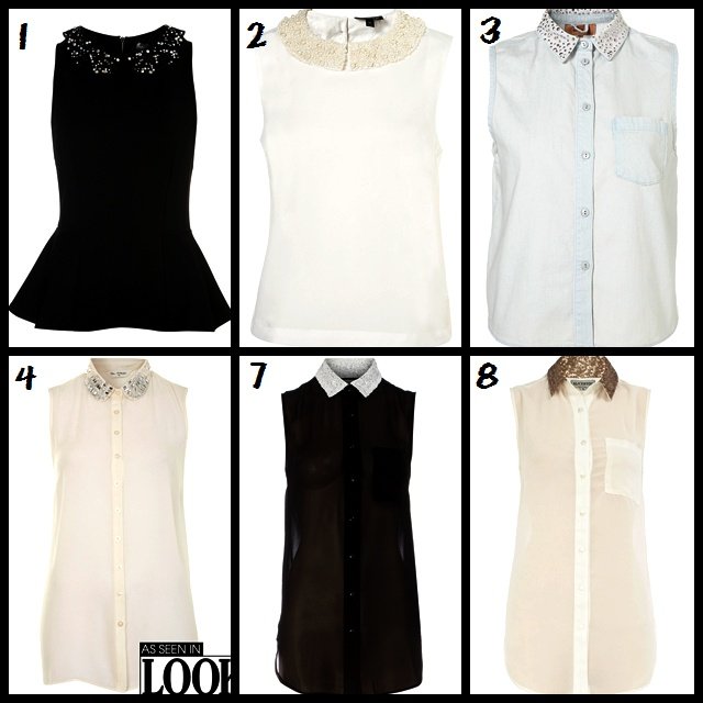 Arriba, propuestas de Topshop. Abajo, camisa blanca de Miss Selfridge, seguida de las dos propuestas de Dorothy Perkins.