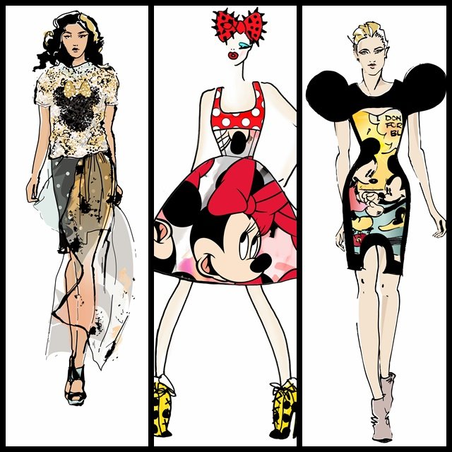 De izquierda a derecha: diseños de Michael van der Ham, Giles Deacon y Richard Nicoll.