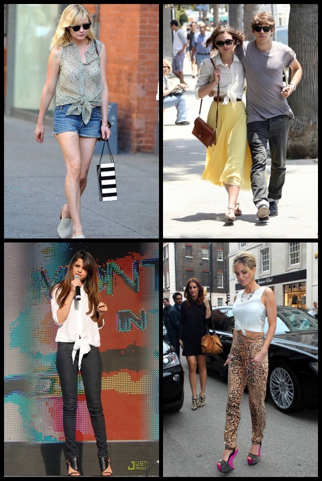 Arriba, looks de tarde con Kristen Dunst y Keira Knightley; abajo, de noche con Selena Gómez y Sarah Harding.